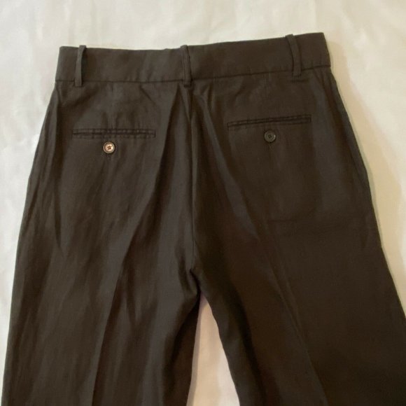 Zara Woman Pants Trousers Brown 100% Linen Flat Front Size 4 - Picture 6 of 7